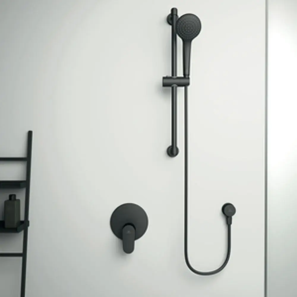 IS-Brausekombination-Idealrain-600mm-1-Funktion-Handbrause-100mm-Silk-Black-BD142XG gallery number 2